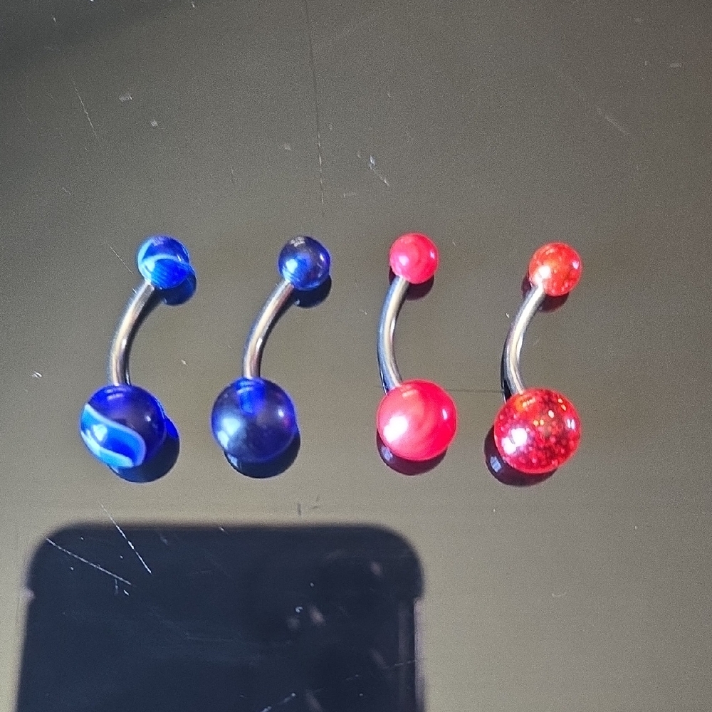 Stylish Red and Blue Belly Button Rings